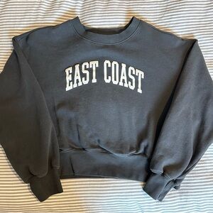 Old Navy White and Gray Boxy Crop Sweatshirt